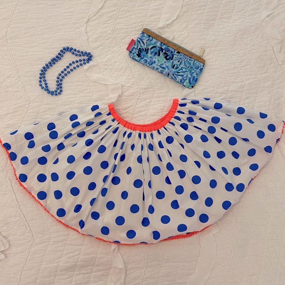Blue polka-dot twirly cotton skirt